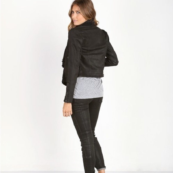 Free People Drape Front Coated Jacket Black 8 - Picture 2 of 10